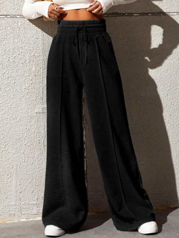 Asymmetrical Contrast Waistband Wide Leg Dress Pants