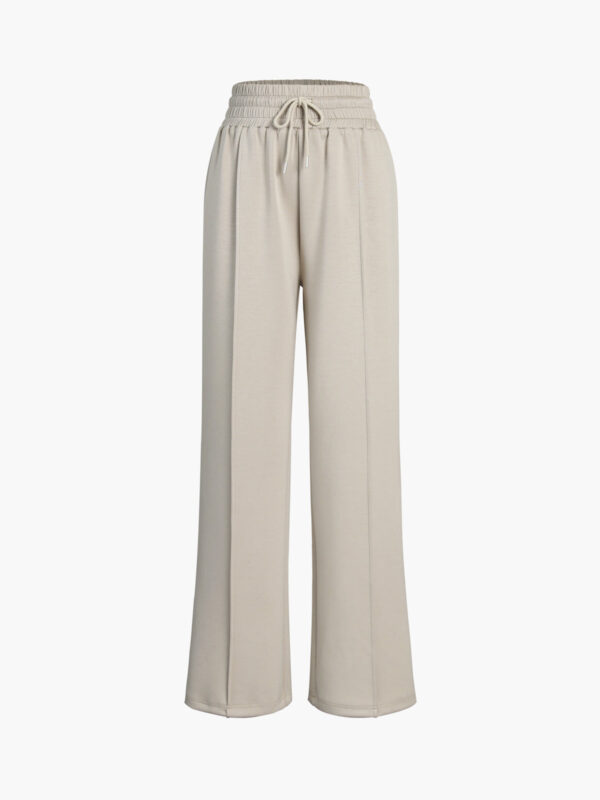 Asymmetrical Contrast Waistband Wide Leg Dress Pants