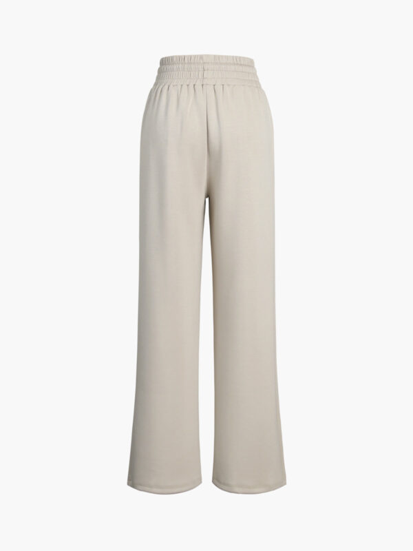 Asymmetrical Contrast Waistband Wide Leg Dress Pants