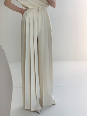 Pleated High Waist Wide Leg Pants