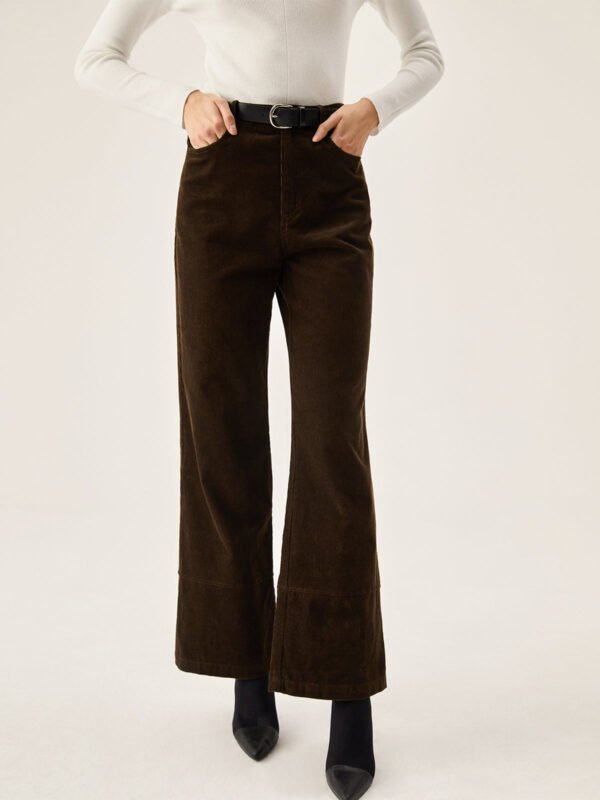 High Waisted Pleat Front Solid Colored Straight Leg Trousers