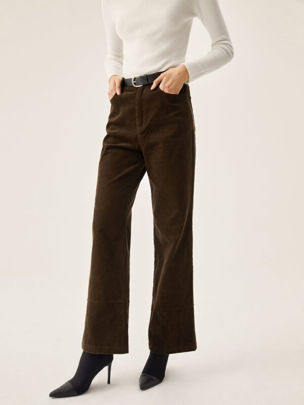 High Waisted Pleat Front Solid Colored Straight Leg Trousers