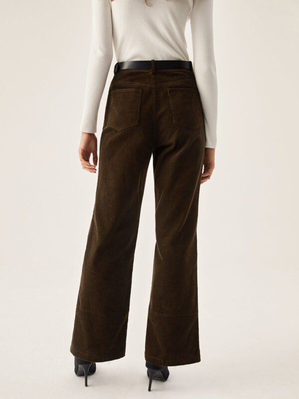 High Waisted Pleat Front Solid Colored Straight Leg Trousers